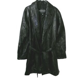 Maxam Black Leather Italian Mosaic Top Grain Lambskin Jacket Coat XL
